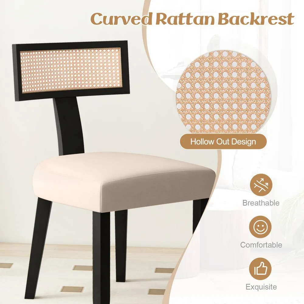 Costway Set of 2 Dining Chairs Linen Fabric Upholstered Accent Chairs 5