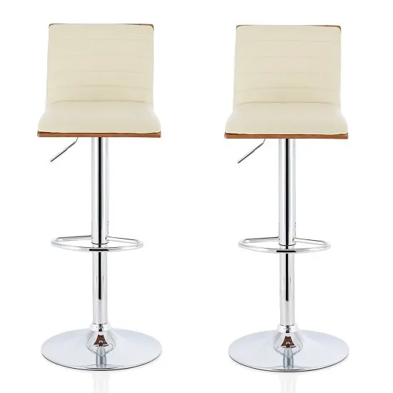 Morsun Bar Stools In Walnut And Cream PU In A Pair
