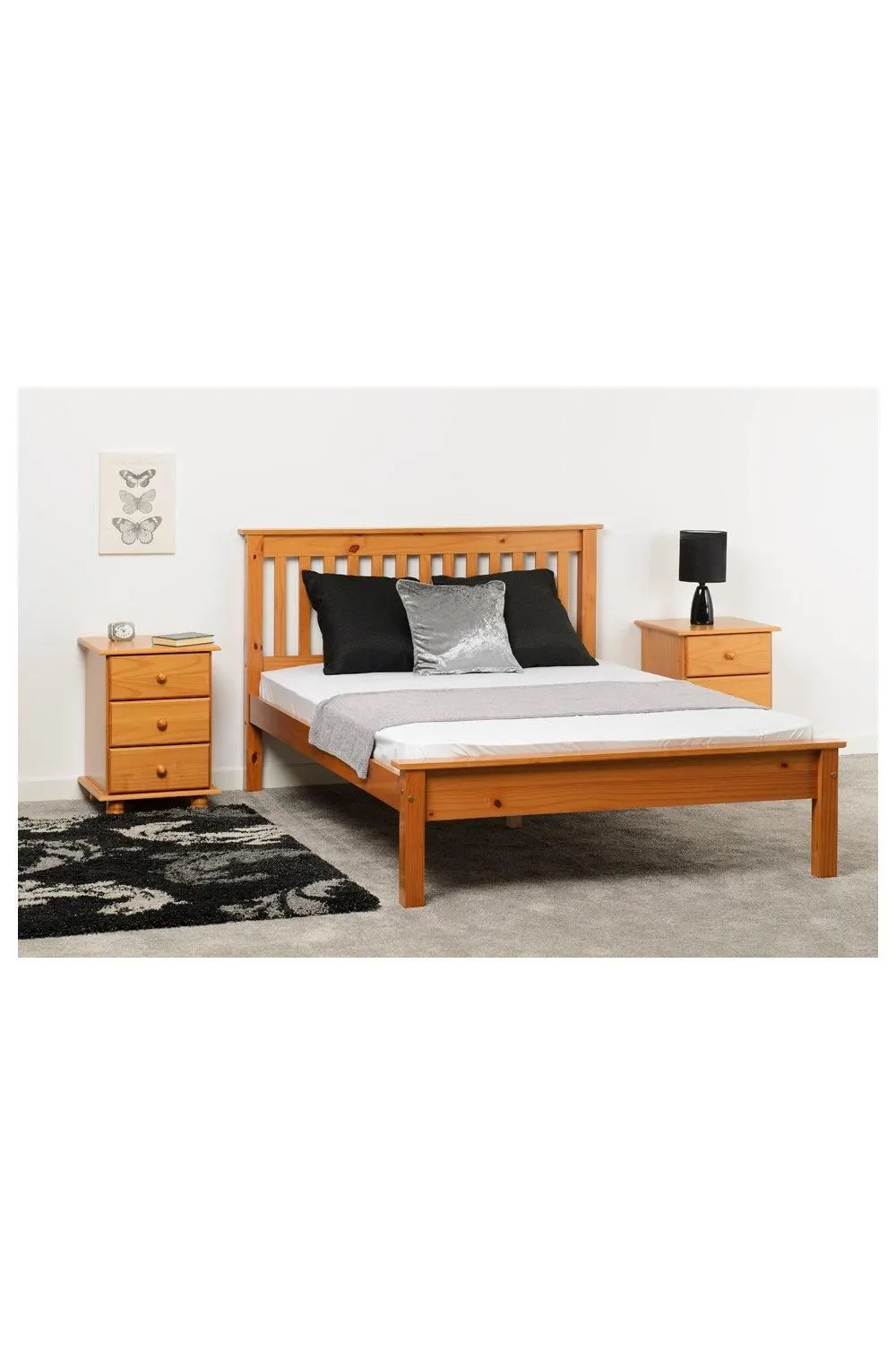 Seconique Monaco 4'6" Double Bed Low Foot End in Light Oak