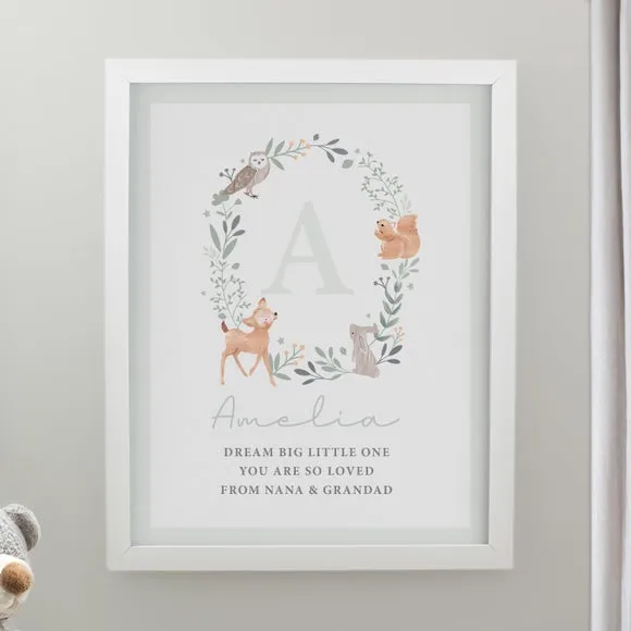 Personalised Woodland Initial Poster Frame