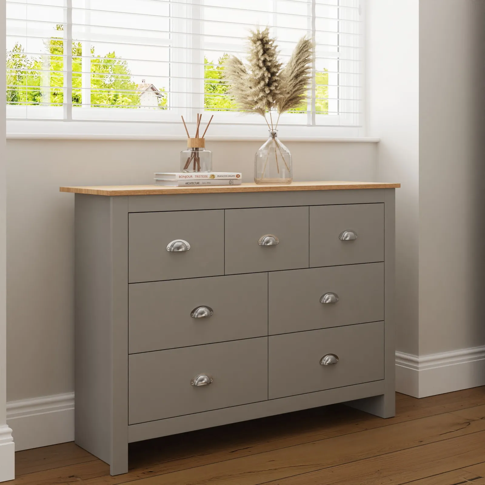 GFW Lancaster 7 Drawer Chest in Grey 2