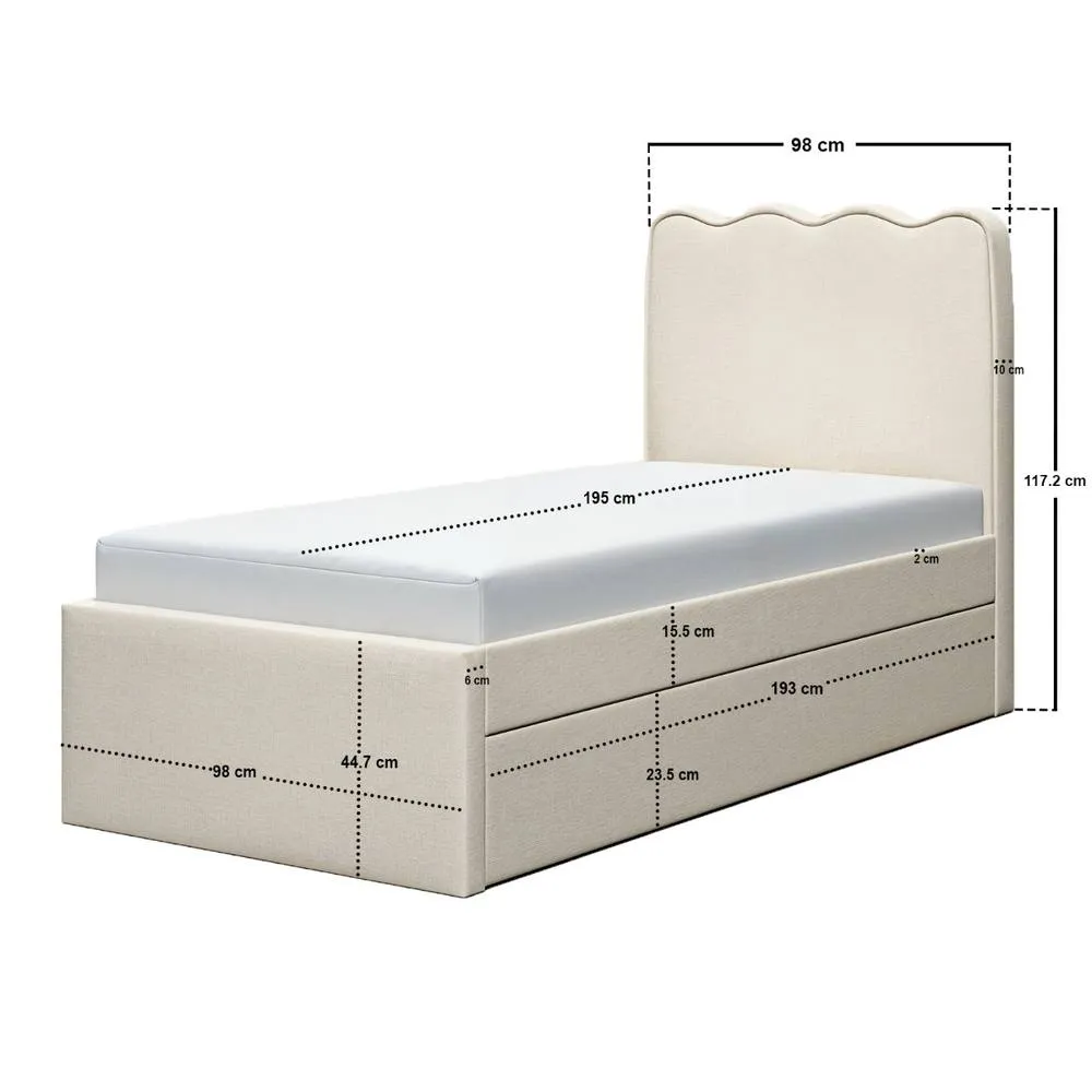 Flair Ellis Single Bed with Trundle Beige Woven Fabric 6