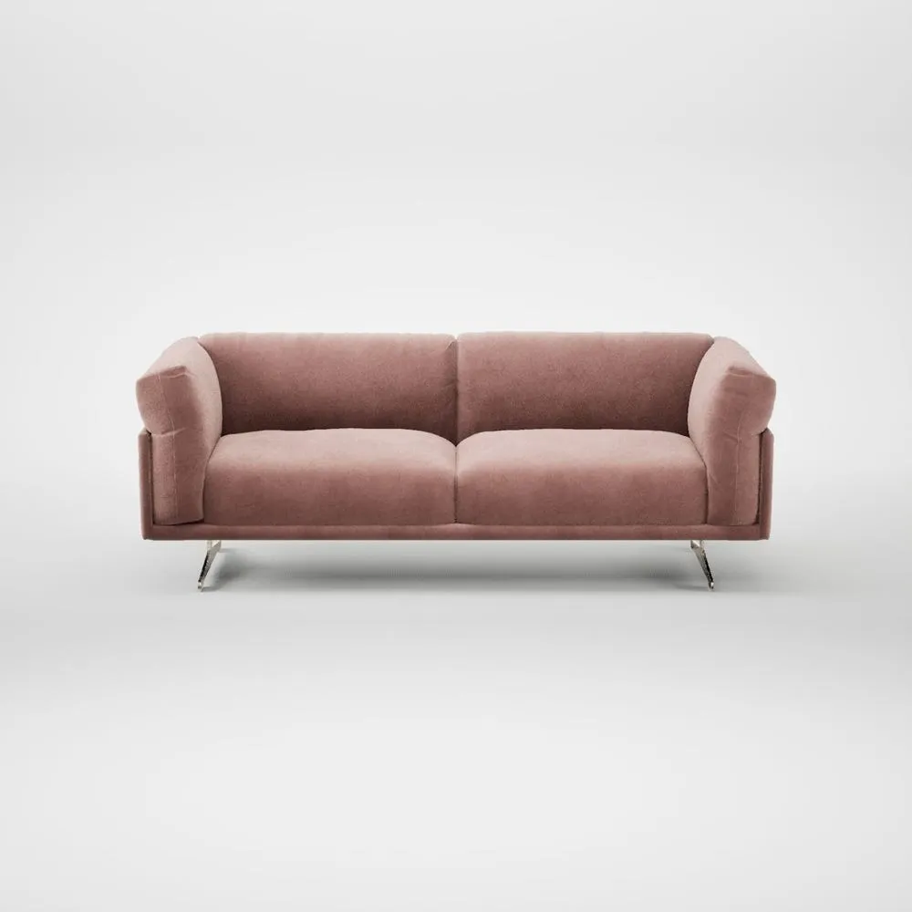 Heal's Novara 3 Seater Sofa Smart Luxe Velvet Dusky Pink Stainless Steel Feet 1