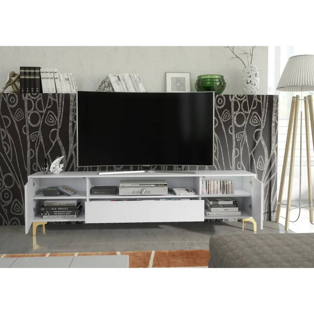 Creative Furniture Tide Crest TV Unit 200cm - White & Gold 6
