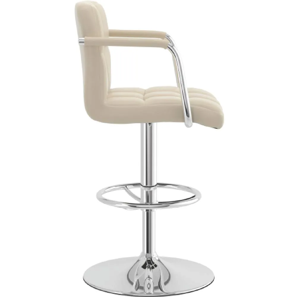 netfurniture Zazy Cream Padded Arm Bar Stool - Adjustable Cream Seat 3