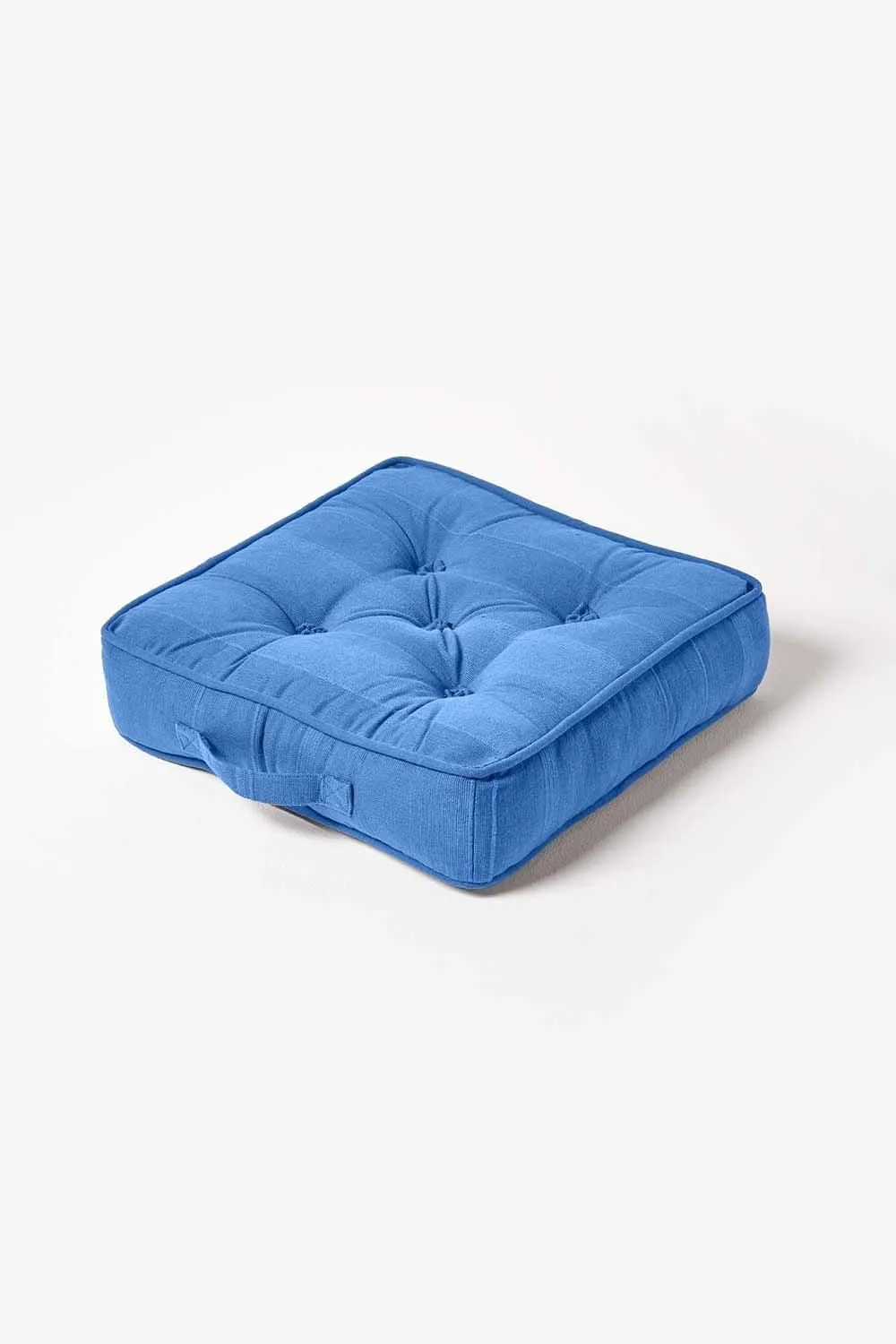 Homescapes Rajput Ribbed Cotton Floor Cushion in Blue 1