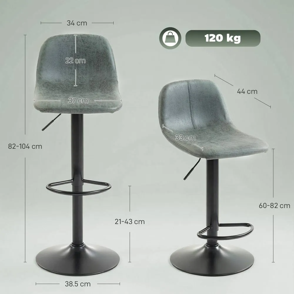 HOMCOM Bar Stools Set of 2, Modern Swivel Barstools for Dining Room, Green 3