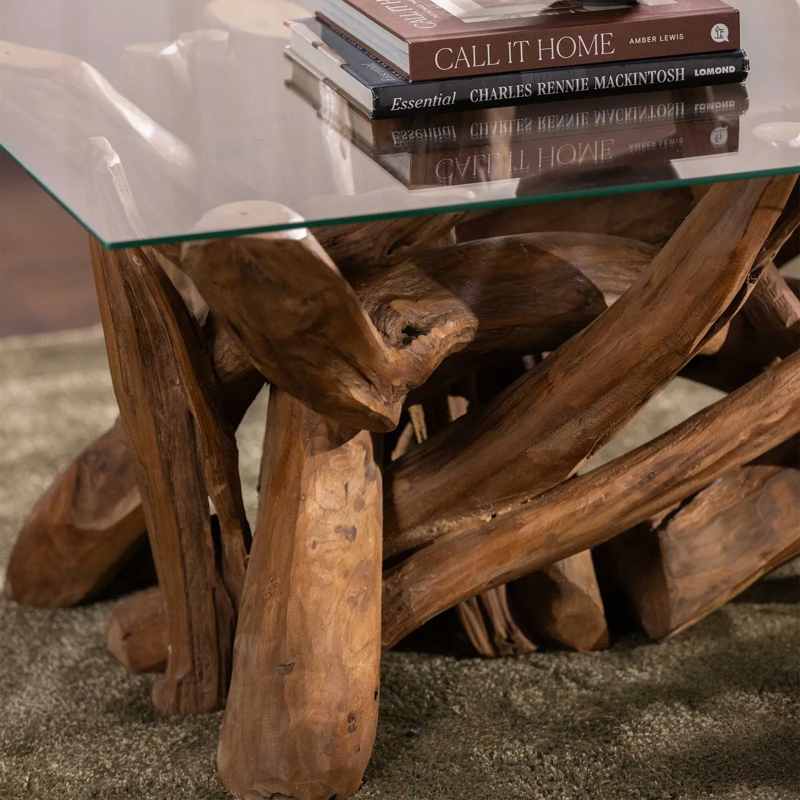 Whinfell Rectangular Coffee Table, Brown Glass | Barker & Stonehouse 4