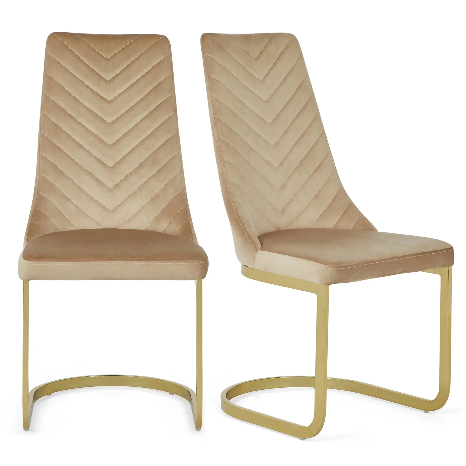 Nova Set of 2 Dining Chairs Mink Brushed Velvet Brown