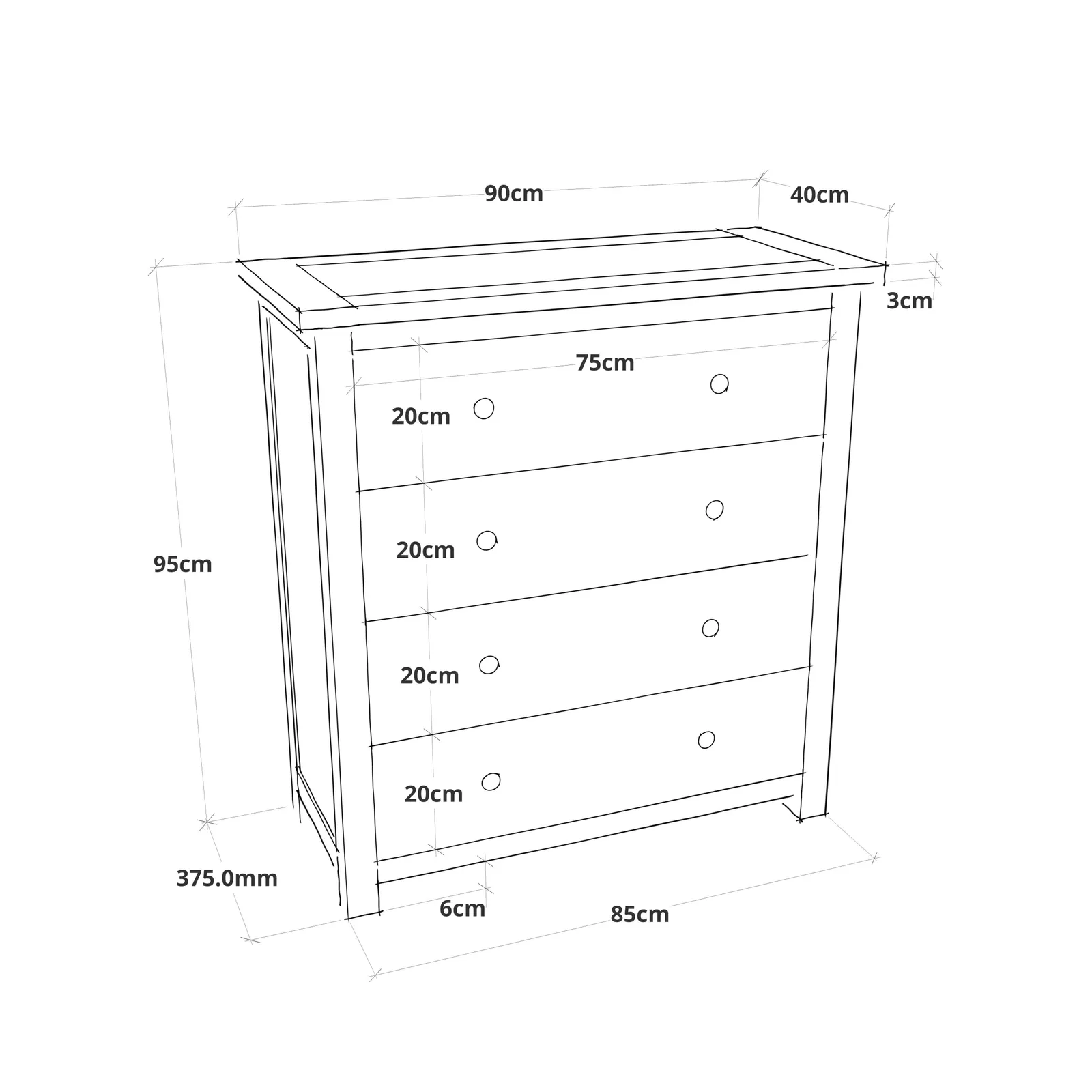 Cabinet Bits Tropea 4 Drawer Chest of Drawers Brass Cup Handle in Off-White 5