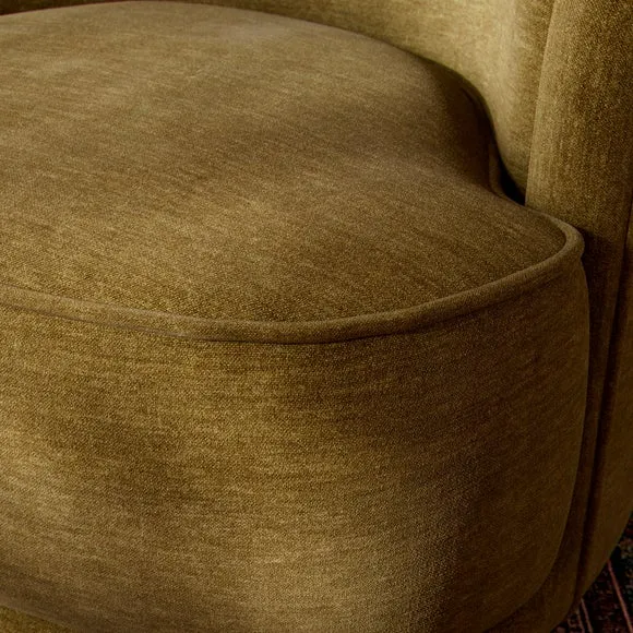 Amina Olive Chenille Ball Foot Tub Chair 4