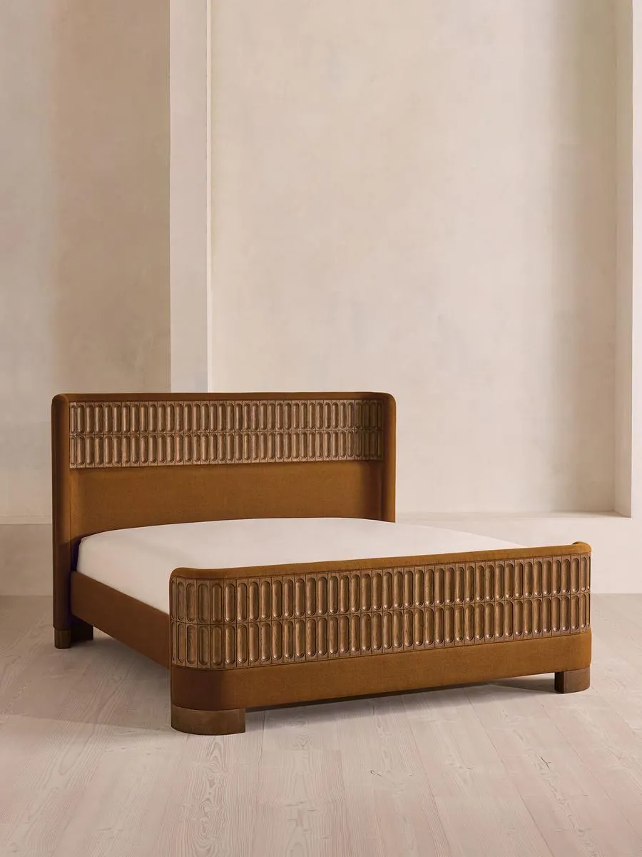 Devon Bed, Super King, Linen, Terracotta