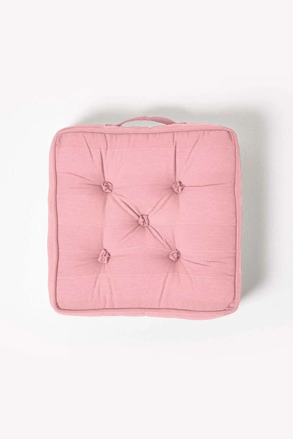 Homescapes Rajput Ribbed Cotton Floor Cushion in Pink 3