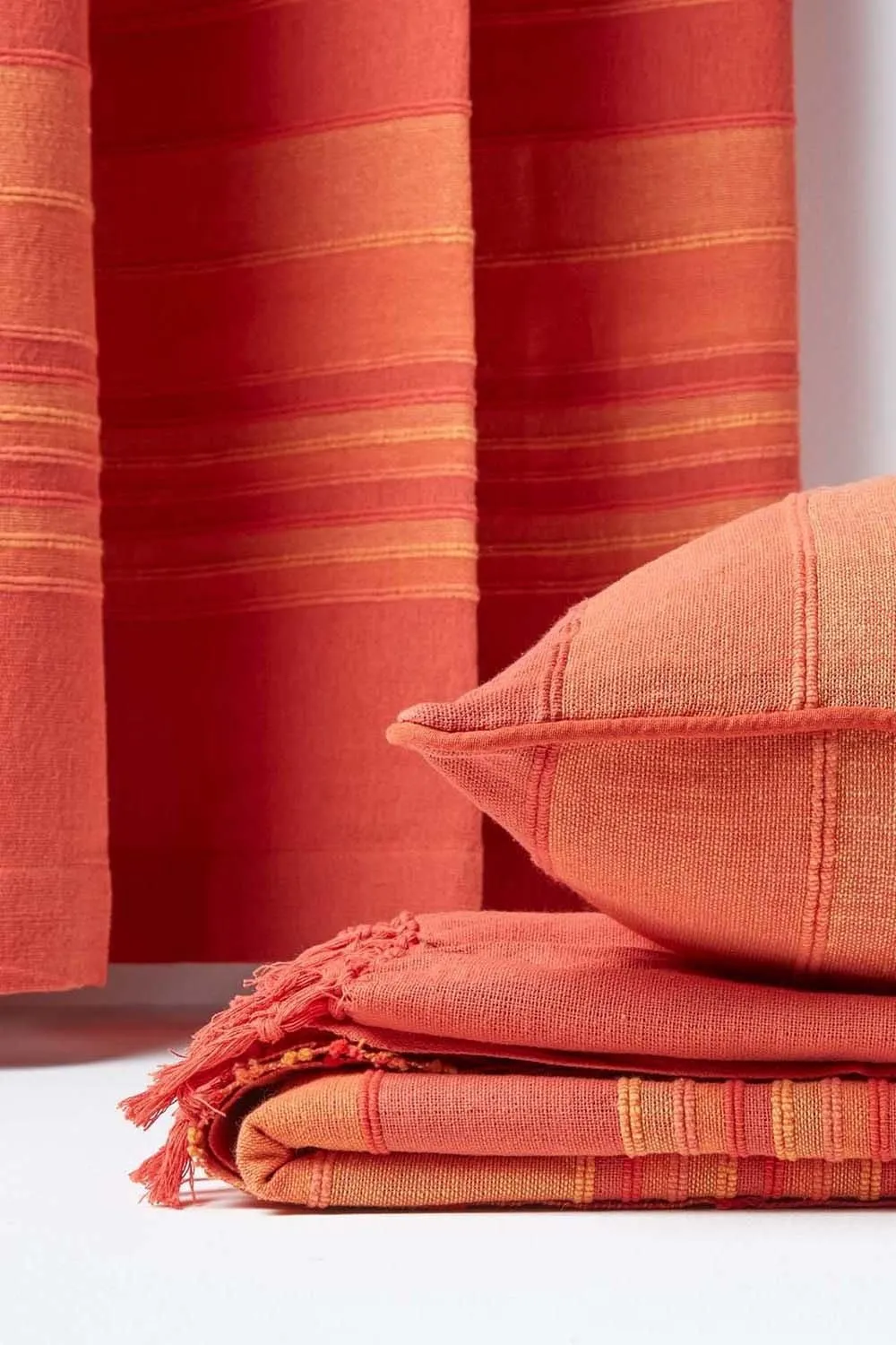 Homescapes Cotton Striped Morocco Cushion Cover in Terracotta 5