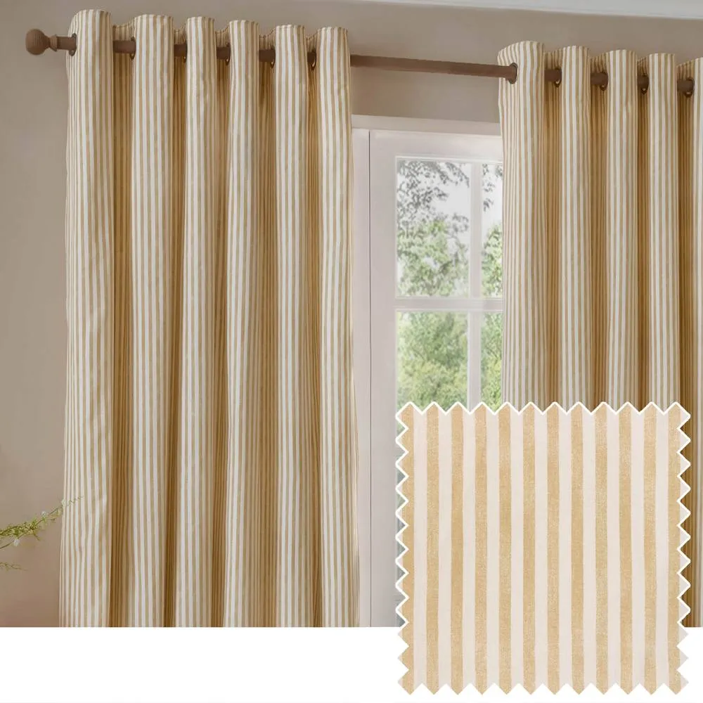 Yard Hebden 100% Cotton Blackout Eyelet Curtain Pair in Light Sand