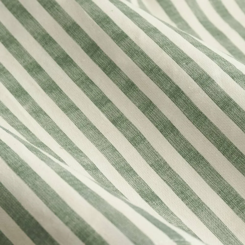 Yard Hebden Striped 100% Cotton Lined Eyelet Curtain Pair in Bottle Green 5