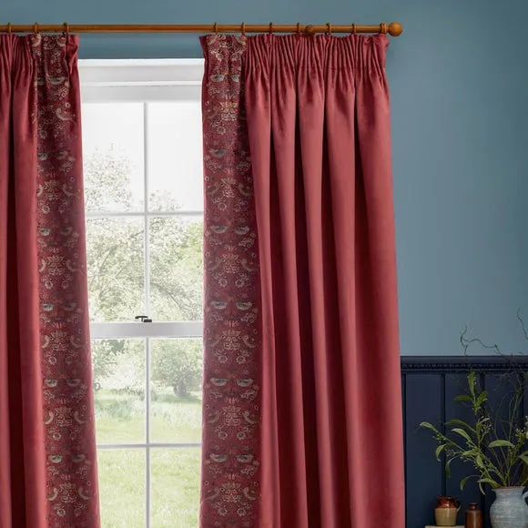 Morris & Co. Strawberry Thief Embroidered Pencil Pleat Curtains 1