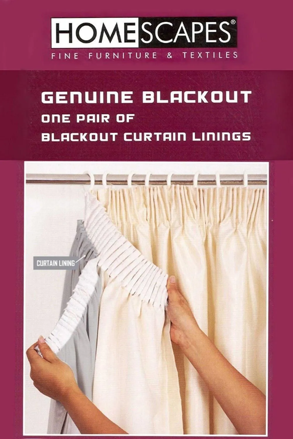Homescapes 100% Blackout Curtain Lining Pair 3-Pass Coating in Grey 1