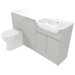 Deccado Clifton Whisper Grey Right Hand 1500mm Fitted Vanity & Toilet Pan Unit Combination with Right Hand Basin