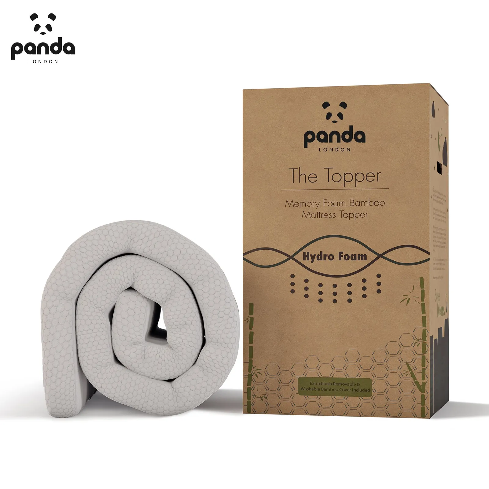 Panda London Memory Foam Bamboo Mattress Topper in White