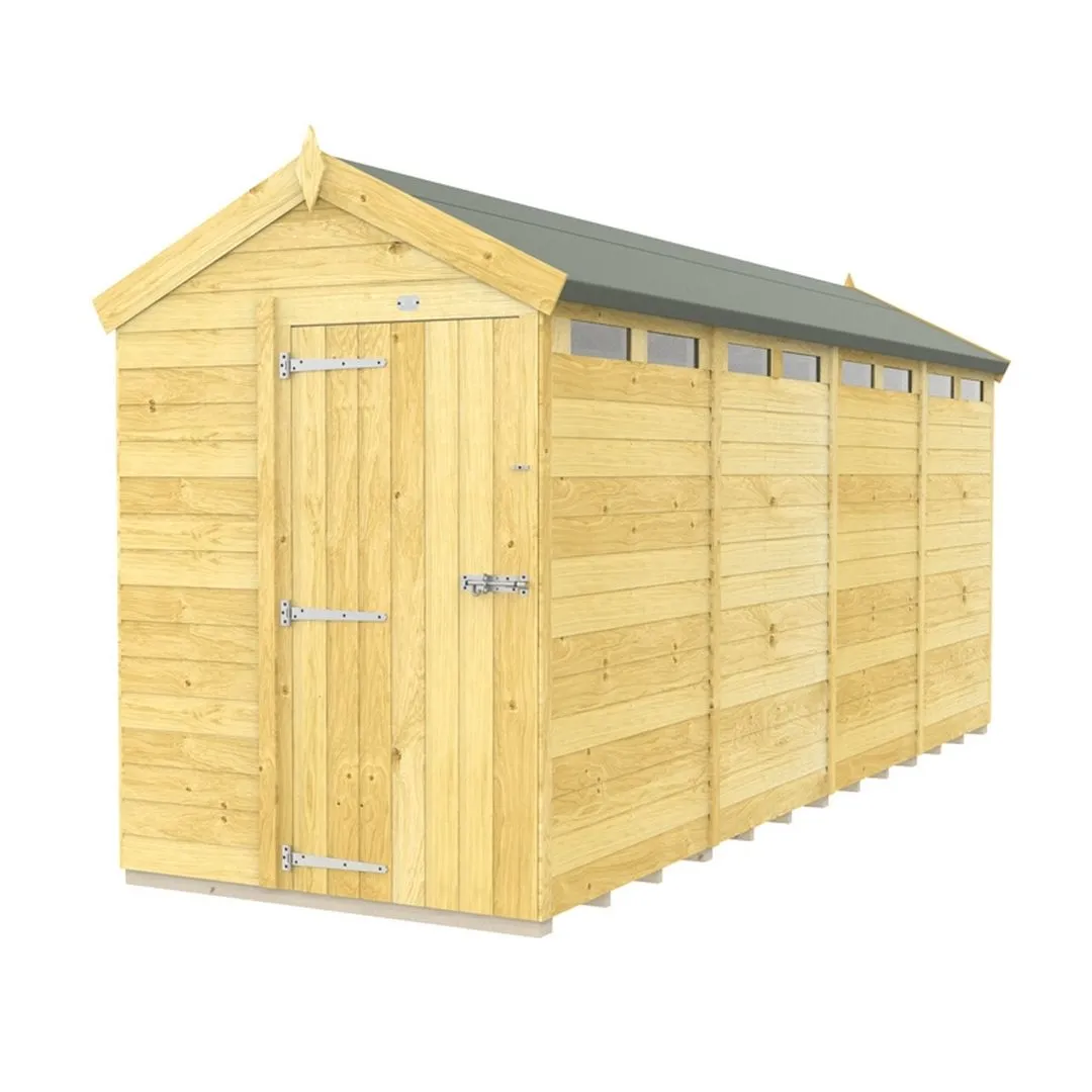 Buttercup Farm 5 x 16 Feet Apex Security Shed - Single Door - L472 x W147 x H217 cm in Brown