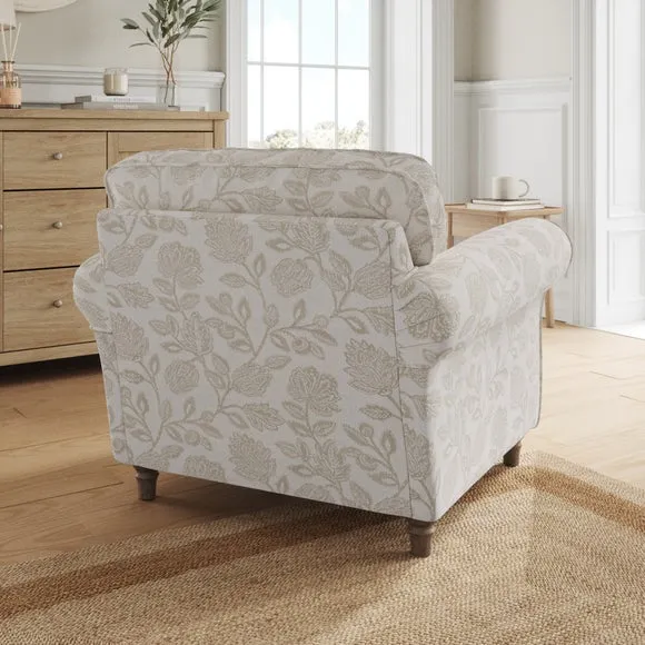 Flori Woven Floral Fabric Armchair 3