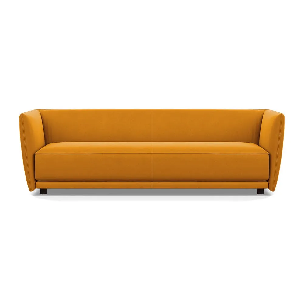 Heal's Valley 4 Seater Sofa Nobilis Velvet Mustard Walnut Stain Feet