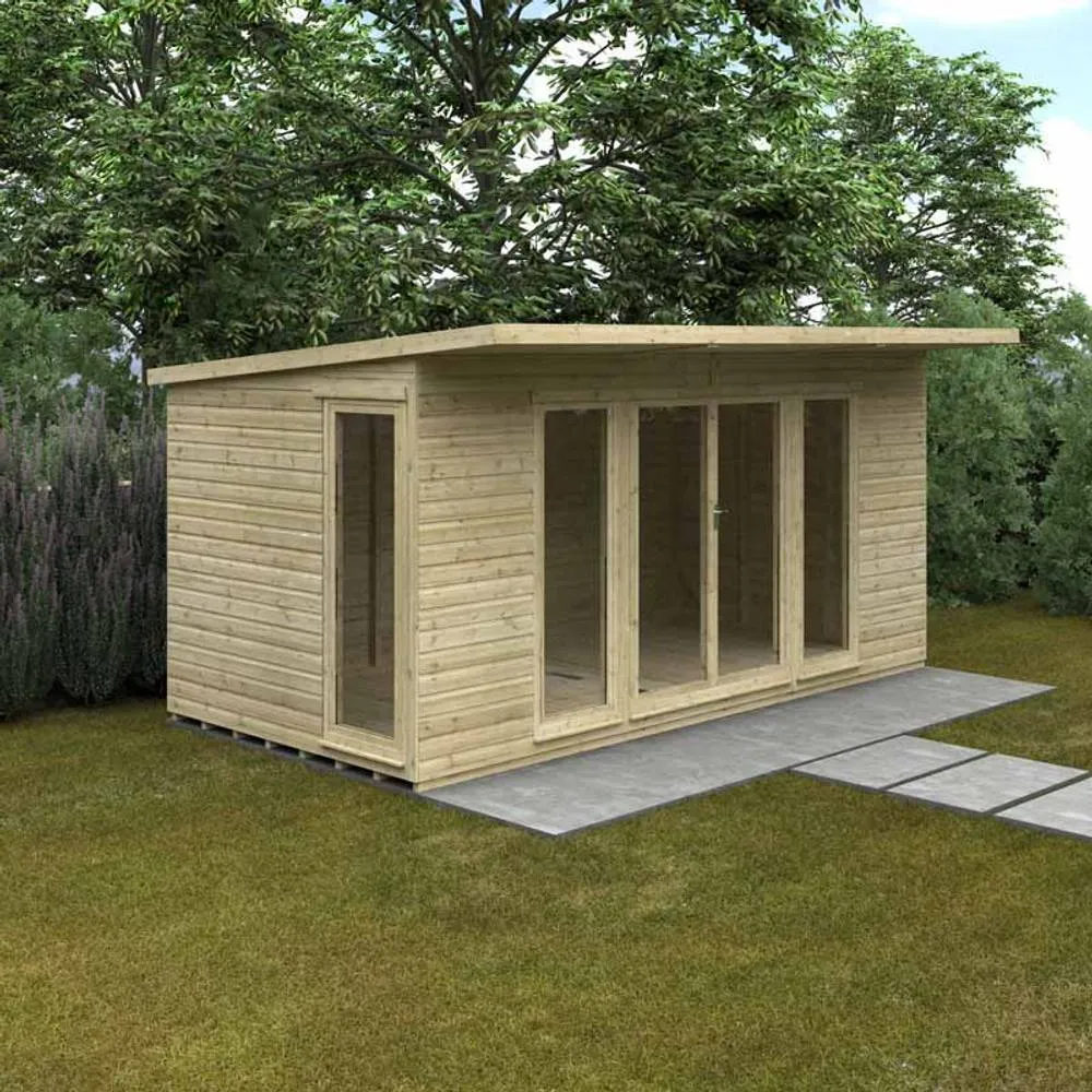 Buttercup Farm 16x8 Feet Tanalised Garden Studio 16mm Shed - Solid Wood/Softwood/Pine in Natural 2