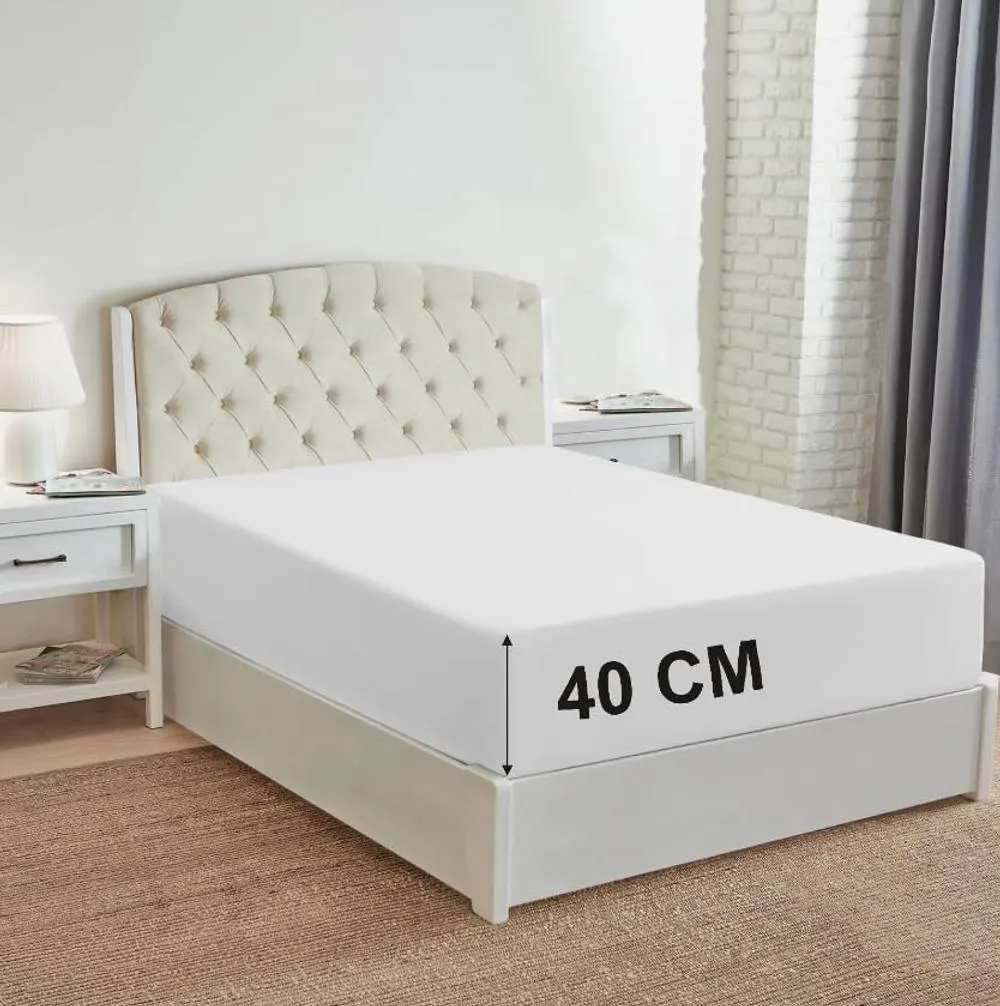 Homes-Linen 180 Thread Count 16"/40cm Extra Deep Non Iron Fitted Sheet in White