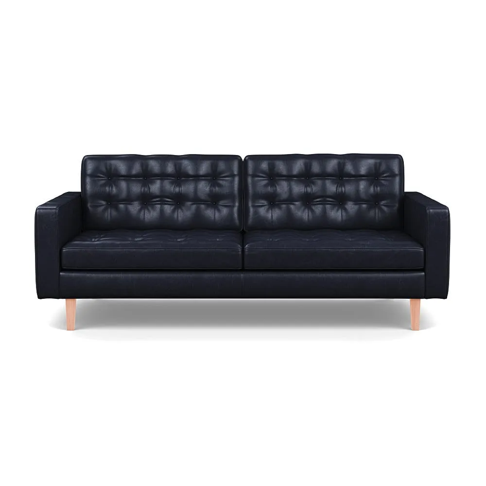 Heal's Hepburn 3 Seater Stonewash Leather Black 263 Natural Feet 1