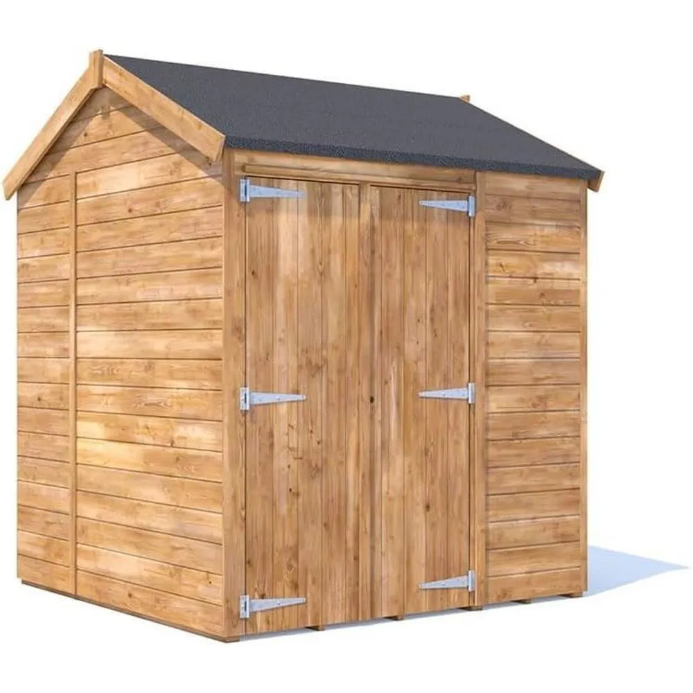 Dunster House Wooden Shed 1.8 x 1.8m (6' x 6') 15mm Apex - Overlord Modular in Brown 2