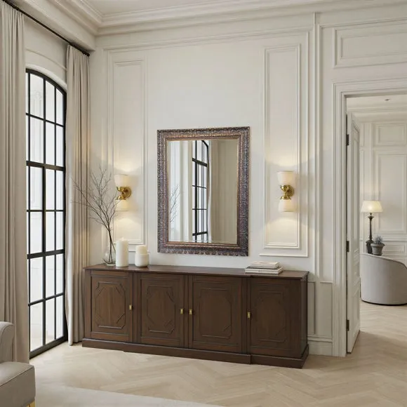 Yearn Carved Antique Bevelled Rectangle Wall Mirror 4