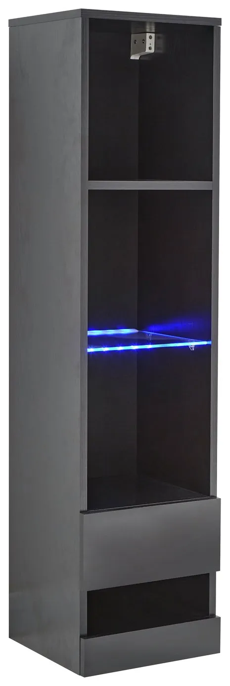 Galicia 4 Shelf Wall Mounted LED Bookcase - Black