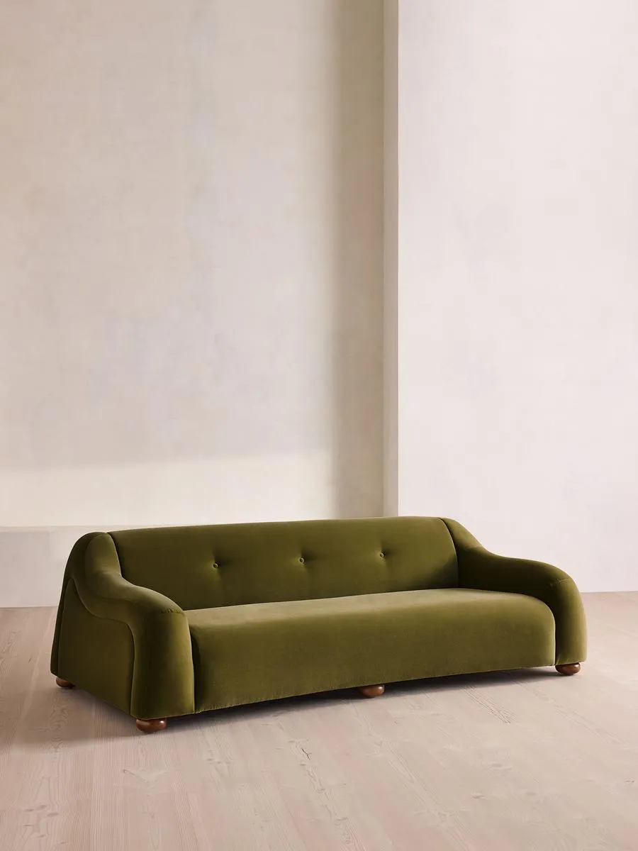 Liana Three Seater Sofa, Velvet, Olive