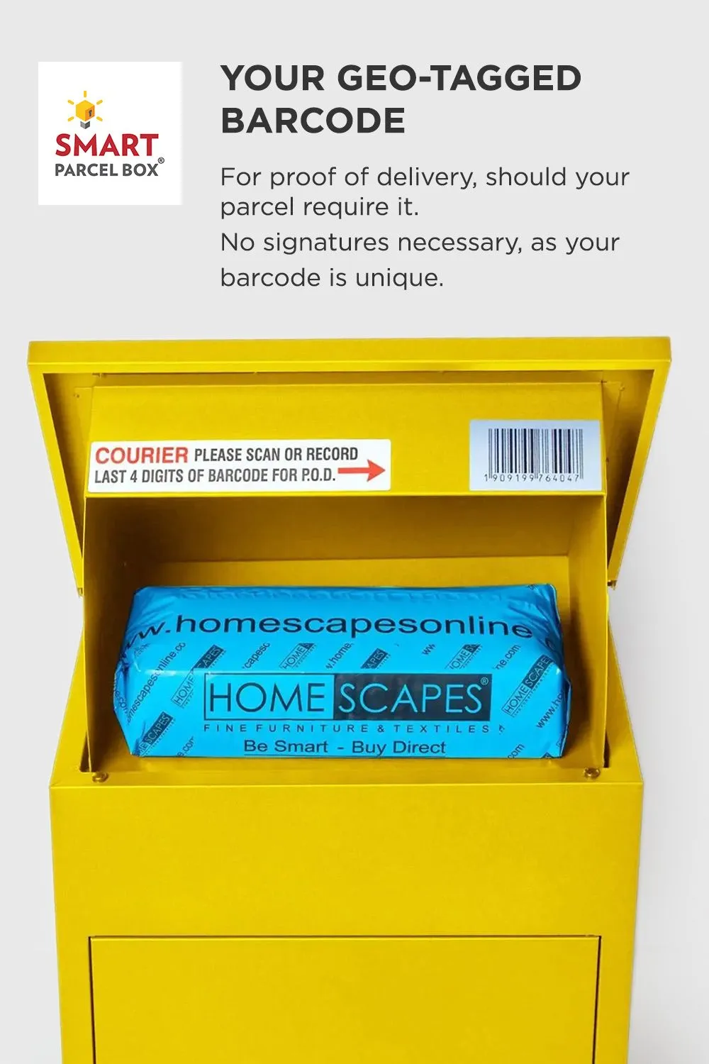 Homescapes Smart Parcel Box® Medium Front Access Secure Delivery Box in Yellow 6