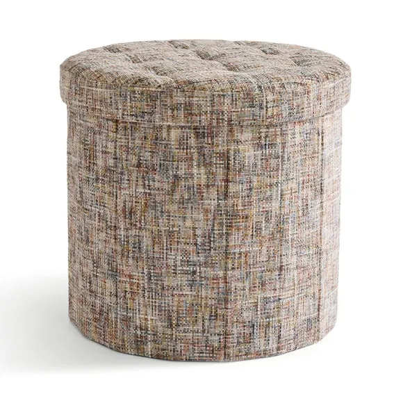 Multi Chenille Round Ottoman 3