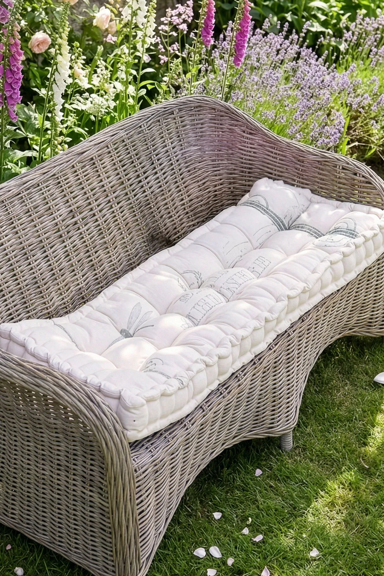 Dibor Traditional Belle Jardinere Green Summer Outdoor Garden Bench Cushion L112cm x W44cm