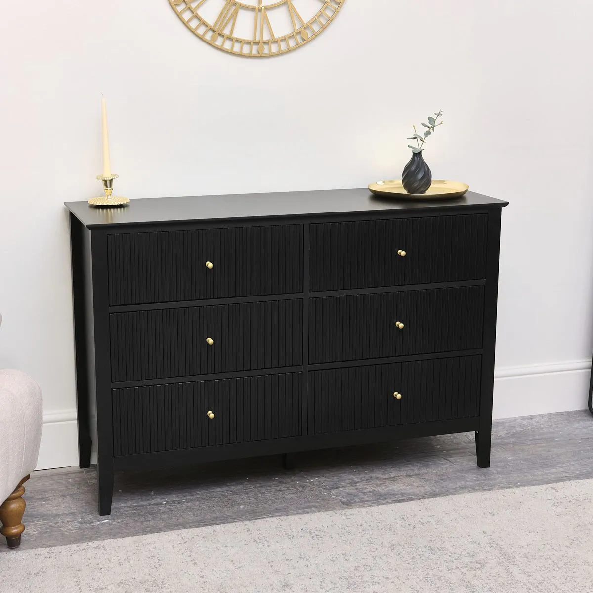 Melody Maison Large 6 Drawer Chest Of Drawers - Hales Black Range 6