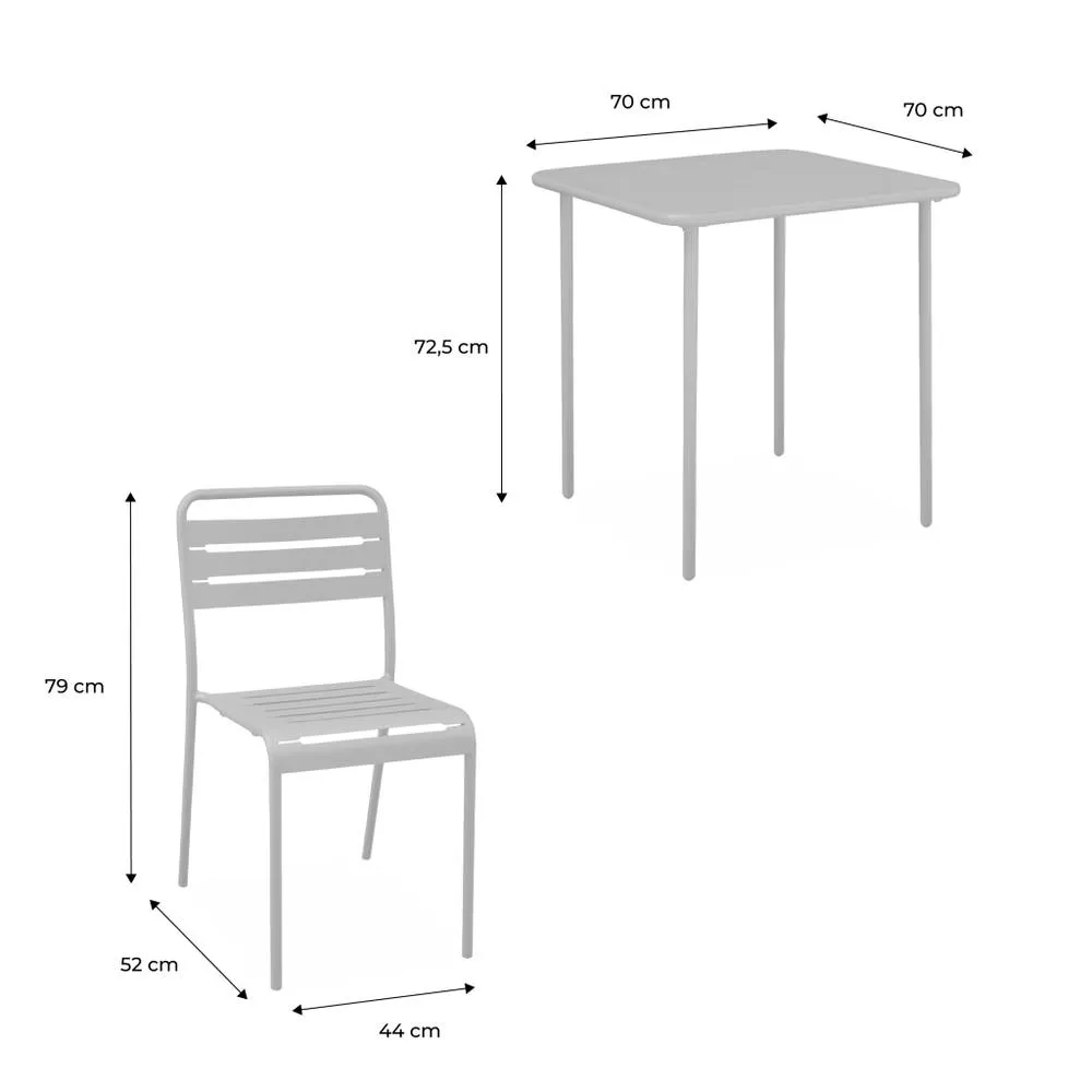 sweeek 2-seater Square Steel Garden Table Set With Chairs in Terracotta 5