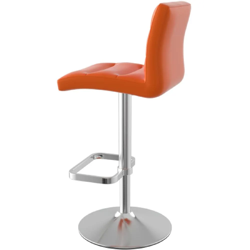 netfurniture Swank Brushed Steel Bar Stool With Faux Leather Padded Seat Orange 5