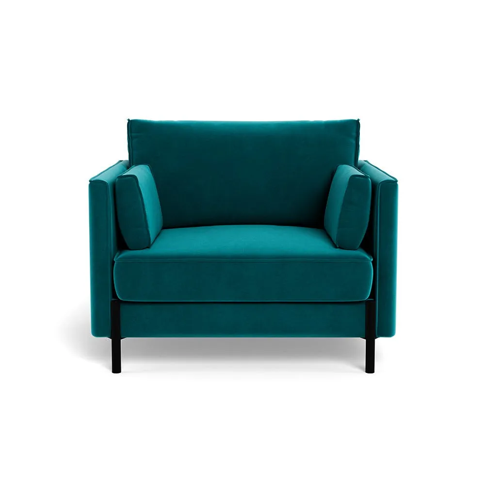 Heal's Tortona Armchair Smart Velvet Petrol Black Feet