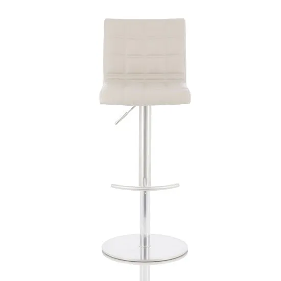Jorden Bar Stool In Taupe Faux Leather And Stainless Steel Base