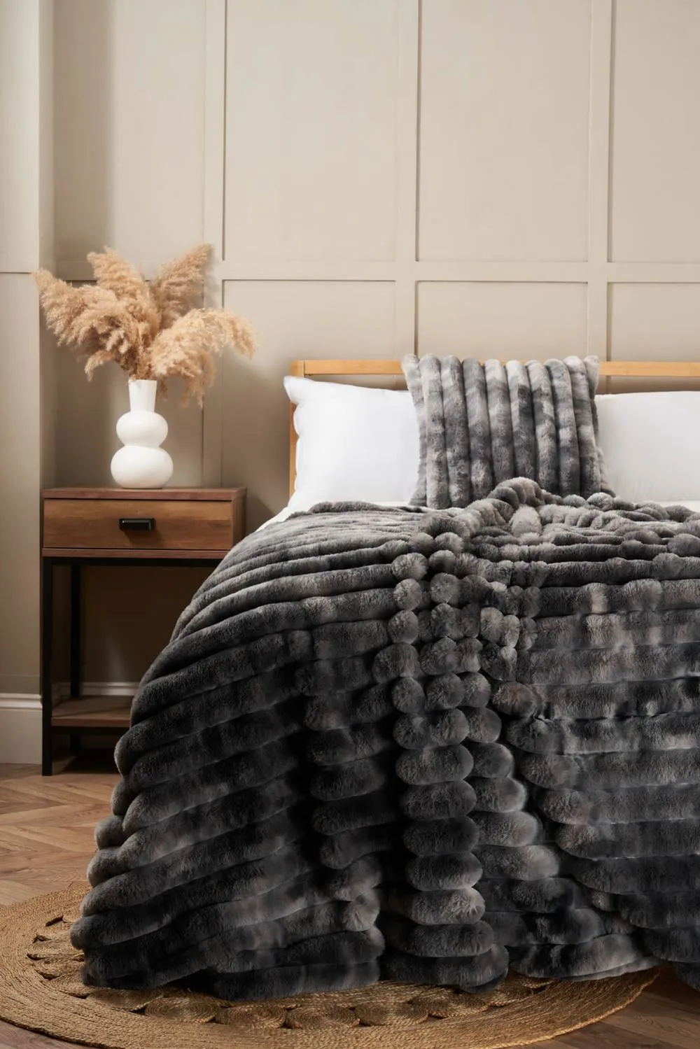 BHS Marled Rib Throw in Grey