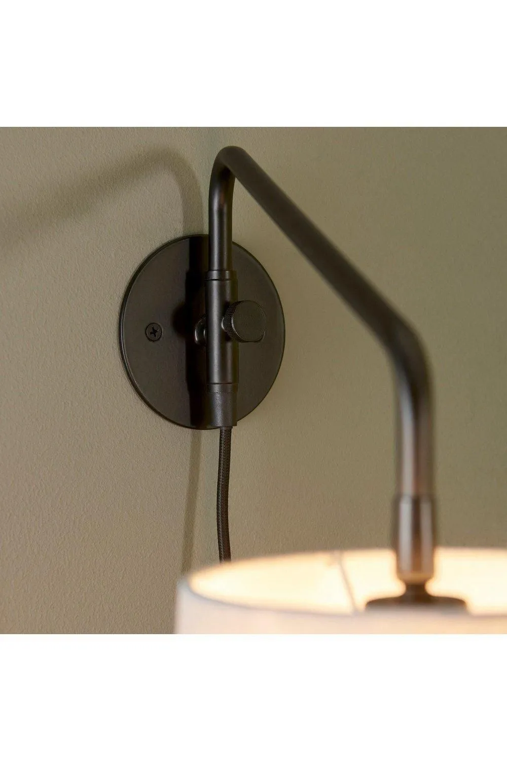 Netlighting Carlson 1 Light Wall Light Matt Black & Light Grey Cotton Mix E14 5