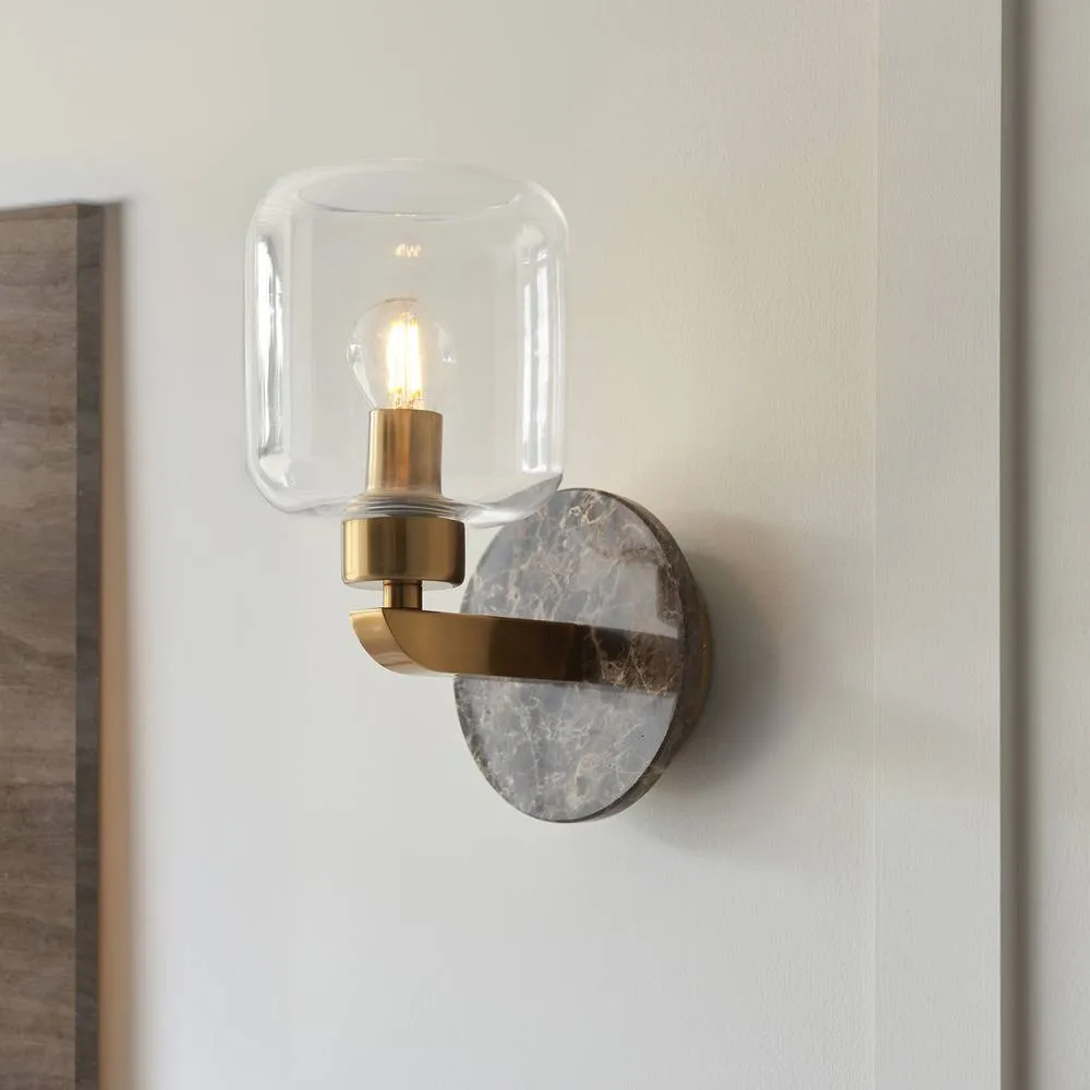 Netlighting Travi Wall Lamp Brown Vintage Brass & Glass E14 3