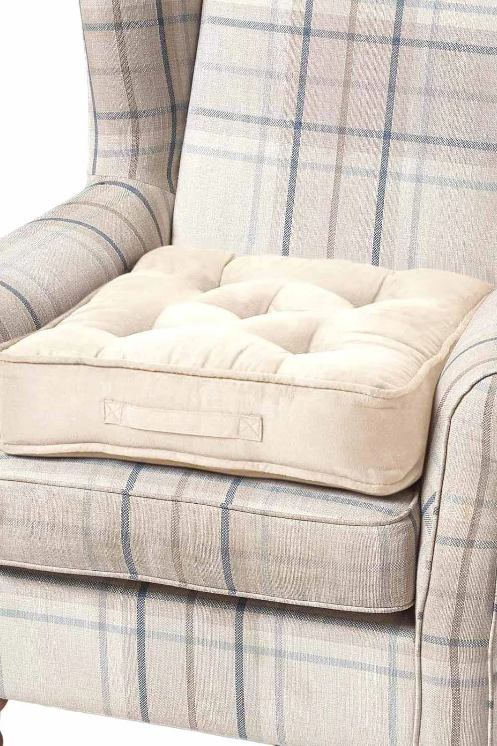 Homescapes Faux Suede Armchair Booster Cushion in Cream 1