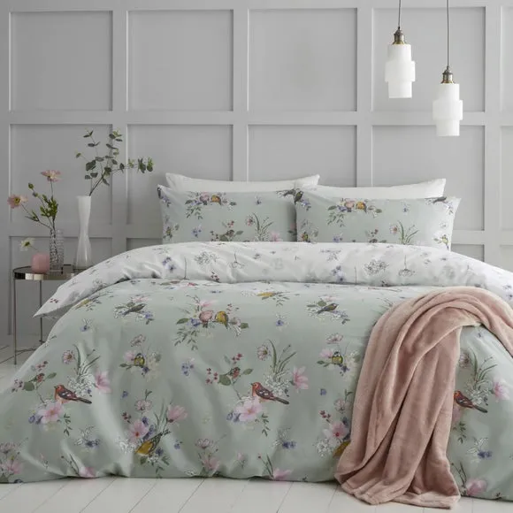 Catherine Lansfield Songbird Reversible Duvet Cover & Pillowcase Set 1