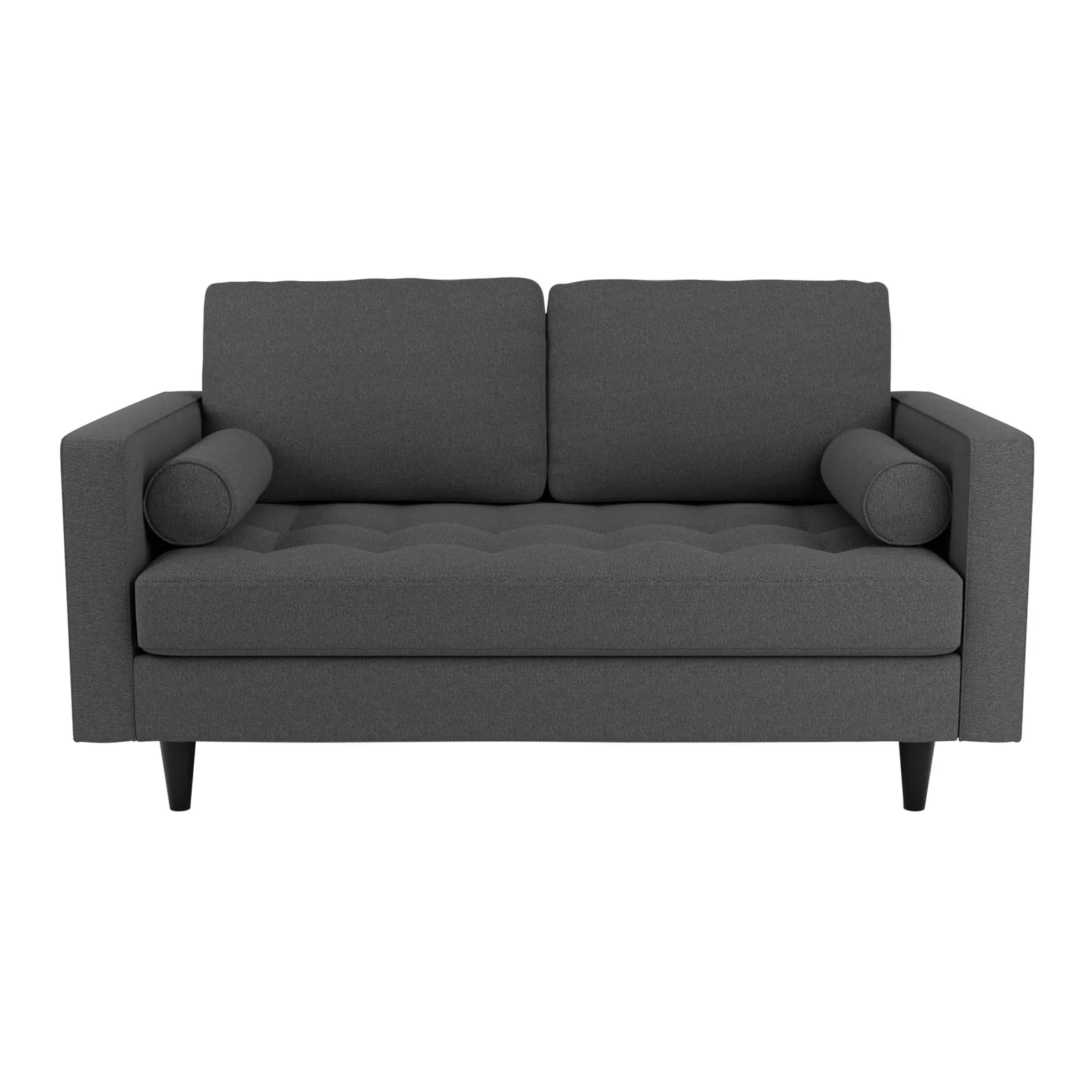 Zoe Flat Weave 2 Seater Sofa Dark Grey