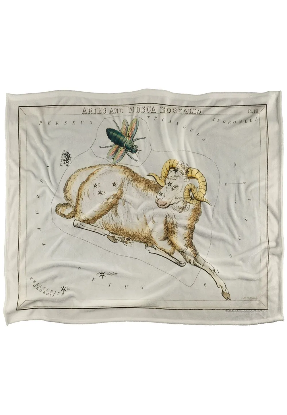 Graffitee Studios Vintage Aries Zodiac Silky Touch Super Soft Throw Blanket 152 X 127 cm in White