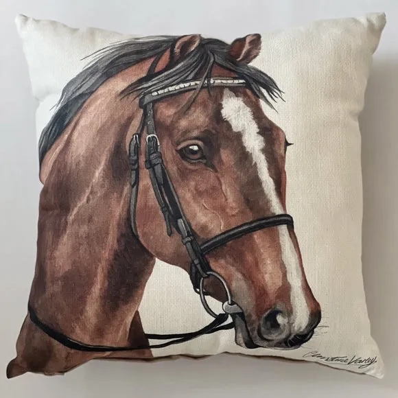 Christine Varley Brown Bay Horse Square Cushion 2